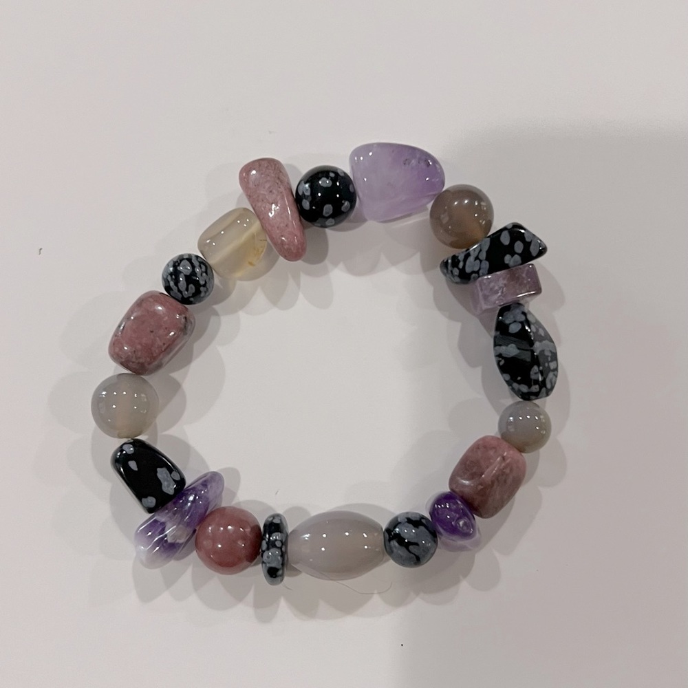 Gem stone beads flexible bracelet